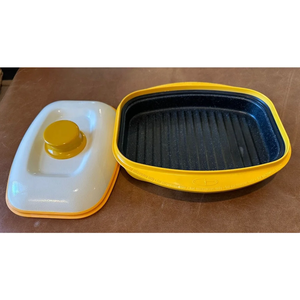Range Mate Yellow Non-Stick Microwave Grill Pan Cooker Vtg